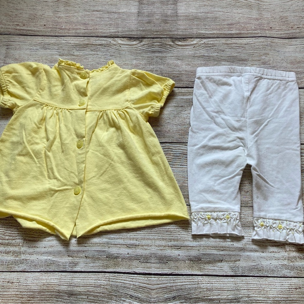 First Impressions 2 Piece Outfit Set Girls Size 12 mo Yellow White - Picture 4 of 6